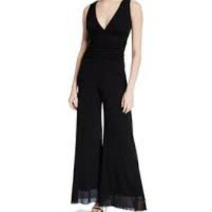 NWT FUZZI $595 Women's Black V Neck Sleeveless Halter Belted Mesh Jumpsuit L